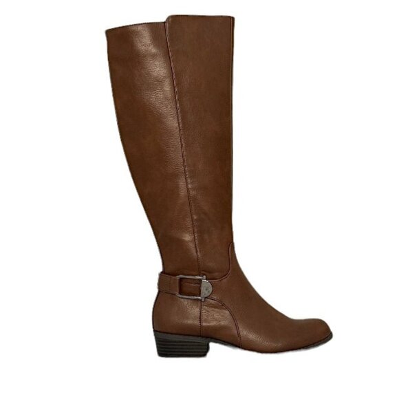 ALFANI KALLUM Tall Knee-High Block Heel Riding Boots Cognac Size 5 - Picture 2 of 10